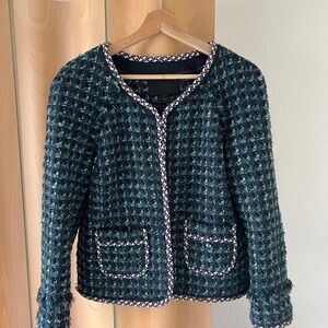 J. Crew Women's Tweed Blazer - Navy and Green